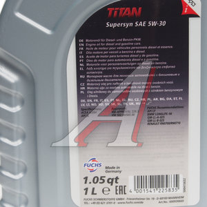 Масло моторное TITAN Supersyn 5W30 синт.1л FUCHS 600930660, FUCHS SAE5W30