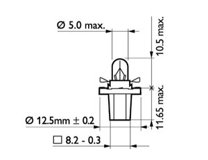 Лампа 24V 1.2W Bax8.5d серый патрон PHILIPS 13598CP, P-13598, А24-1,2