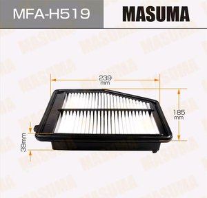 Фильтр воздушный HONDA Civic (12-) (1.8) MASUMA MFA-H519, CA11113, 17220-R1A-A01