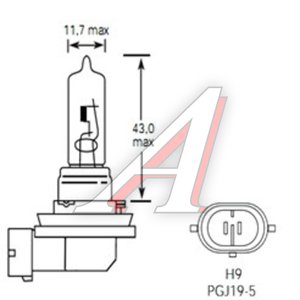 Лампа 12V H9 65W PGJ19-5 2100лм Стандарт TESLAFT (Россия) 4631111143261, 143261