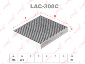 Фильтр воздушный салона MITSUBISHI Lancer (08-),Outlander (06-) угольный LYNX LAC308C, LA424, 7803A005/7803A043