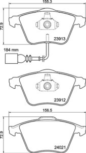 Колодки тормозные VW Golf (09-12) AUDI A3 (03-12) передние (4шт.) MINTEX MDB3183, GDB1809, 8J0698151F