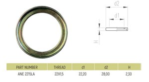 Кольцо упорное с фаской под резинку (металлическое М22) SIRIT 2ANE2215LA, 8930300404/97800225/07623300A, 81965150003