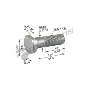 Шпилька колеса SAF (M22х1.5х68) с шлицами (оси SKRB9022) без гайки MANSONS 600.115, 600115, 1303111811/017752