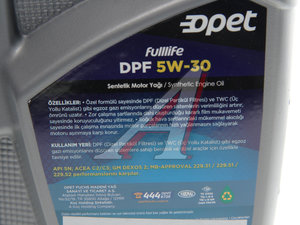 Масло моторное FULLLIFE DPF 5W30 синт.1л OPET 601370960, OPET SAE5W30