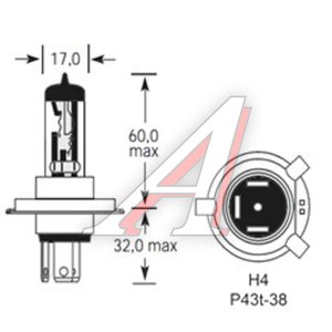 Лампа 24V H4 75/70W P43t-38 1900/1200лм Стандарт TESLAFT (Россия) 4631111142783, 142783, АКГ 24-75-70 (Н4)