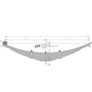 Рессора МАЗ-55165 передняя (14 листов) с витым ушком L=1900мм ЧМЗ 55165-2902012