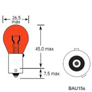 Лампа 24V PY21W BAU15s 250лм желтая Amber TESLAFT (Россия) 4631111142981, 142981, А24-21-3