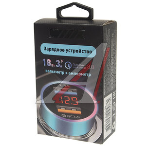 Устройство зарядное в прикуриватель 2USB 12V с вольтметром WIIIX UCC-4-2-01-56