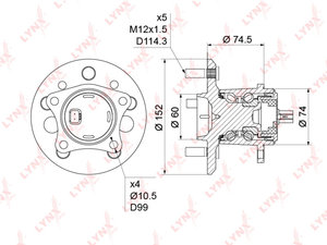 Ступица TOYOTA Camry (01-11) задняя правая LYNX WH1217, 0182ACV40RRH, 42450-06021