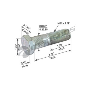 Шпилька колеса SAF (M22x1.5x76) MANSONS 600.122, 600122, 1303112010