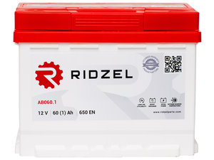 Аккумулятор RIDZEL 60А/ч 6СТ60(1) AB060.1, 4013720017247