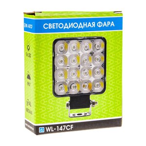 Фара рабочего света квадратная 100х100мм 32Вт 16LED (ближний свет) 10-30V ВЫМПЕЛ 5270, WL-147CF