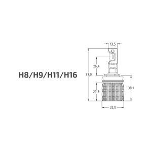 Лампа светодиодная 12V H11/H16/H8/H9 PGJ19-2 бокс (2шт.) MTF LAN11K6