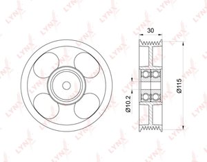 Ролик приводного ремня TOYOTA Corolla (08-13) обводной LYNX PB7037, PT61022, 16603-28020