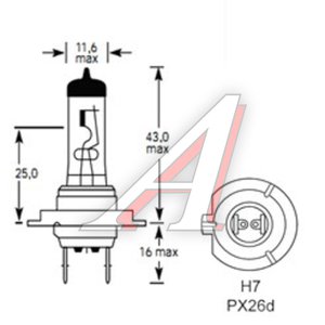 Лампа 24V H7 70W PX26d 1750лм Стандарт TESLAFT (Россия) 4631111142851, 142851, 24V70W Н7