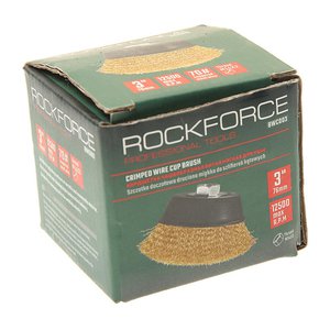 Кордщетка для УШМ "чашка" 75мм латунь ROCKFORCE RF-BWC003