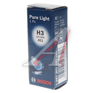 Лампа 12V H3 55W PK22s Standart Pure Light BOSCH 1987302031, АКГ12-55-1 (H3)