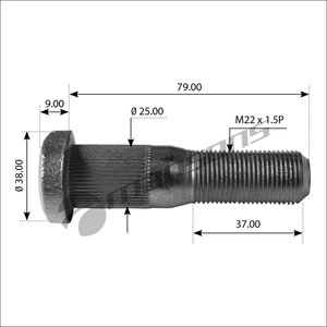 Шпилька колеса TRAILOR (M22х1.5х74) с шлицами MANSONS 300.515, 300515, M200048-02