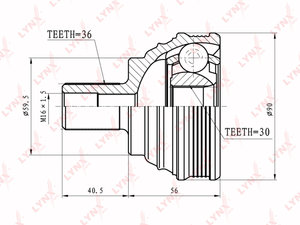 ШРУС наружный VW Golf 5,Passat B6,Caddy,Touran AUDI A3 комплект LYNX CO8003, 304327, 1K0498099