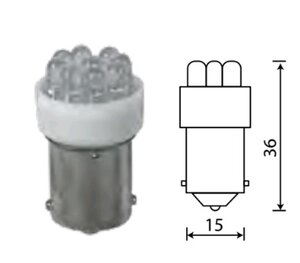 Лампа светодиодная 24V R10W BA15s 5 светодиодов белая МАЯК 24T15-W\5LED, А24-10