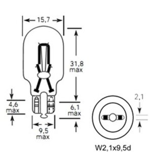 Лампа 12V W16W W2.1x9.5d 300лм Стандарт TESLAFT (Россия) 4631111143025, 143025