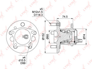 Ступица TOYOTA Camry (12-) задняя левая LYNX WH1493, WH-1493, 42460-33010