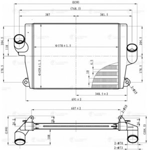 Охладитель ГАЗ-33104 наддувочного воздуха алюминиевый LUZAR LRIC03104, 33104-1172012, ЛР33104.1172012