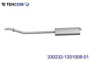 Глушитель ГАЗ-3302 дв.Крайслер,УМЗ ЕВРО-3 длинный с фланцем прямой ТЕХКОМ 330232-1201008-01, 330232-1201008/3221-1201008-11/3302-32-1201008-000