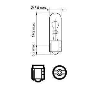 Лампа 12V W2.3W W2x4.6d PHILIPS 12061CP, P-12061