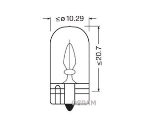 Лампа 12V W2W W2.1x9.5d OSRAM 2820, O-2820