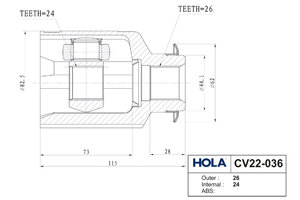 ШРУС внутренний HYUNDAI ix35 комплект HOLA CV22-036