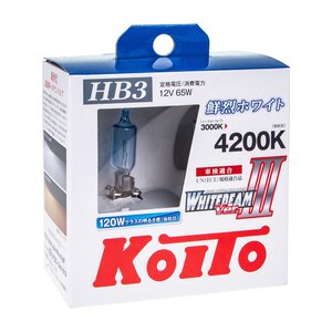 Лампа 12V HB3(9005) 60W P20d (120W) 4200K бокс (2шт.) Whitebeam KOITO KO-P0756W