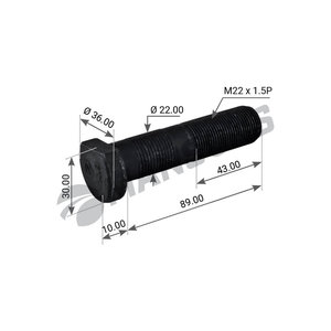 Шпилька колеса BPW (M22х1.5х89) дисковые тормоза MANSONS 300.205, 300205, 0329633140