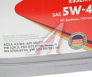 Масло моторное ESSENTIAL SN/CF/A3/B4 5W40 синт.4л ROWE 20367-453-2A, ROWE SAE5W40, SN/CF, A3/B4 ,229.3, B712296, 0700/0710, 502/50500