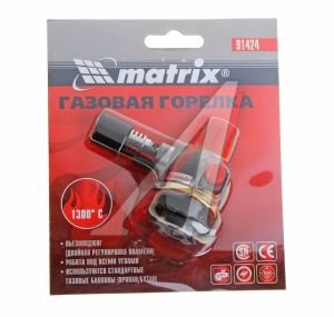 Горелка газовая под цанговый баллон с пьезоподжигом MATRIX 91424