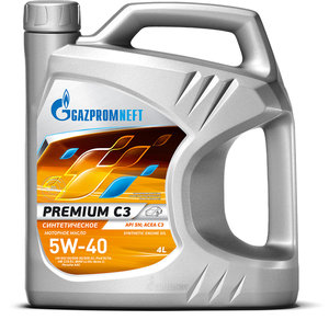 Масло моторное Premium C3/SN 5W40 синт.4л GAZPROMNEFT 0253142233, GAZPROMNEFT SAE5W40