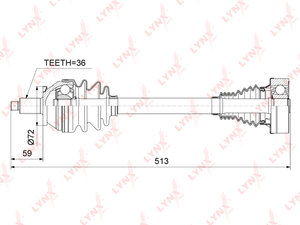 Привод VW Polo Sedan (10-) SKODA Rapid (13-) колеса переднего левый LYNX CD1024, 6R0407761K