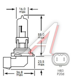 Лампа 12V HB3 65W P20d 1850лм Стандарт TESLAFT (Россия) 4631111143278, 143278