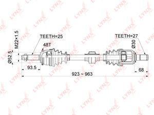 Вал привода HYUNDAI Accent (11-) передний правый LYNX CD1065A, 49501-1R100