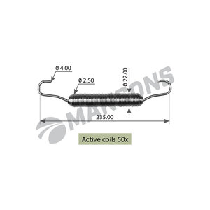 Пружина BPW трещотки возвратная длинная (230х22х2.5мм) MANSONS 300.029, 300029, 0539726020