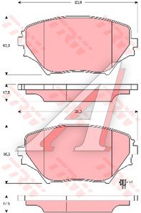 Колодки тормозные TOYOTA Rav 4 (00-) передние (4шт.) TRW GDB3251, 04465-42110/04465-42130/04465-42071/04465-42080