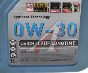 Масло моторное LEICHTLAUF LONGTIME HC-синт.1л 0W30 LIQUI MOLY 39038, LM SAE0W30 39038