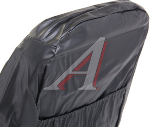 Авточехлы универсальные экокожа черные серая строчка (11 предм.) Atom Leather CARFASHION 11125