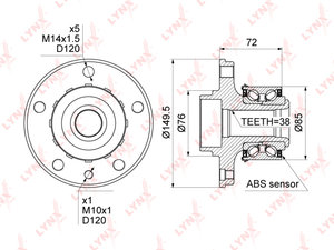 Ступица VW T5,Touareg (03-10) передняя/задняя в сборе LYNX WH1165, GH10280, 7L0498611