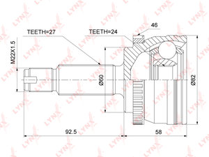 ШРУС наружный HYUNDAI Soul (09-) комплект LYNX CO3880A, 2210-SOUA46, 49591-3X1B0