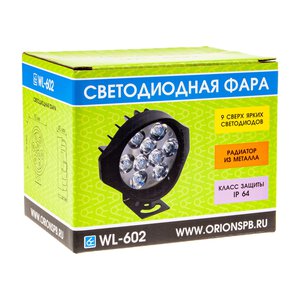 Фара рабочего света круглая 78мм 18Вт 9LED (ближний свет) 10-30V ВЫМПЕЛ 5268, WL-602