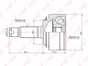 ШРУС наружный HONDA Accord (03-08) комплект LYNX CO-3411, 44014-SDC-A51