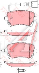 Колодки тормозные VW T5 (03-),Multivan (03-) задние (с датчиком) (4шт.) TRW GDB1557, 7H0698451/7H0698451B