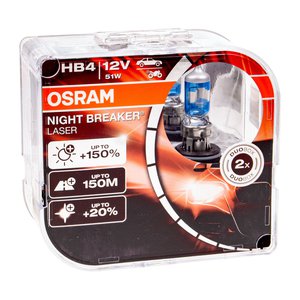 Лампа 12V HB4 51W P22d +150% 3950K бокс (2шт.) Night Breaker Laser OSRAM 9006NL-HCB, O-9006NL2(EURO)